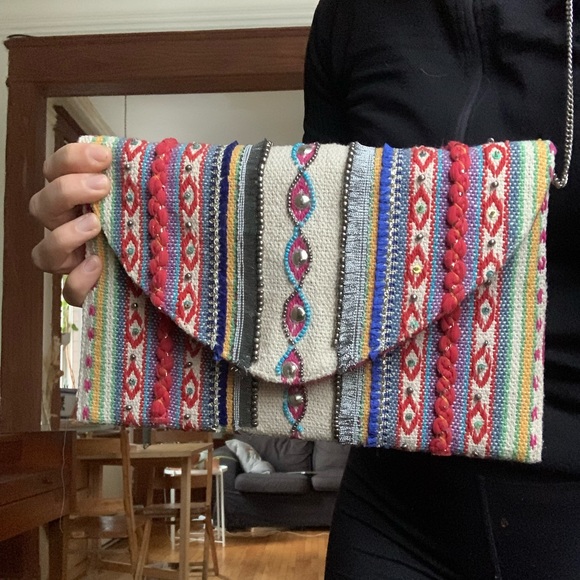 Crossbody Flap Bag, Beaded and Embroidered - Picture 4 of 5